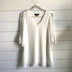 White peek-a-boo shoulder dress